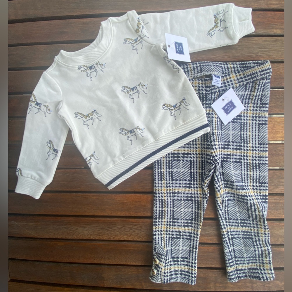Janie and Jack infant girls 12-18 mos carousel pullover and leggings NWT